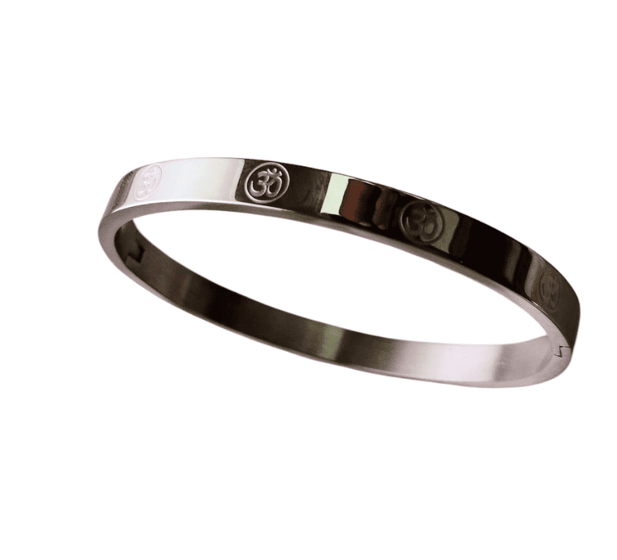 Om Premium Silver Plated Kada Bracelet For Men