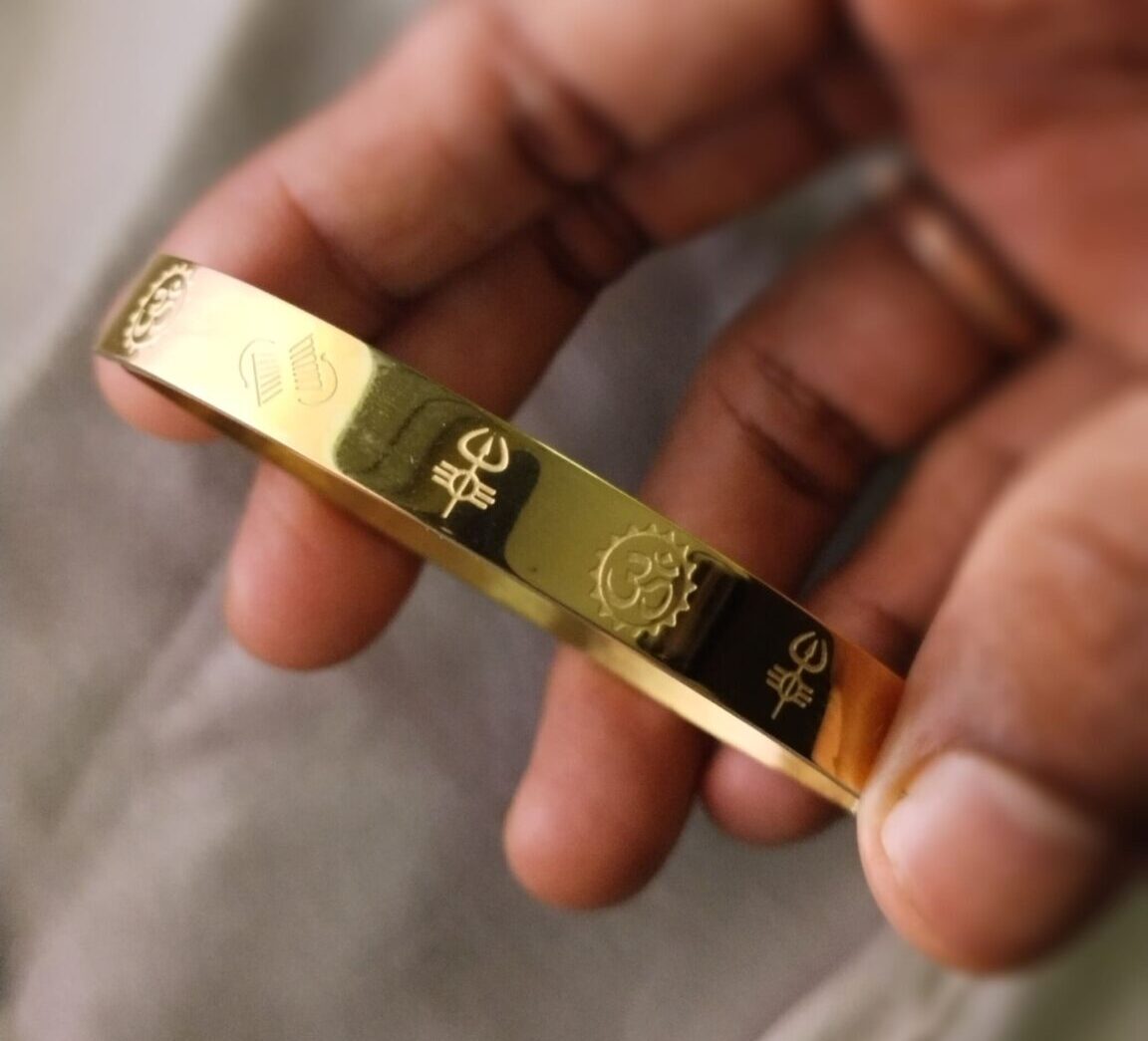 Trishul Om Gold Kada Men