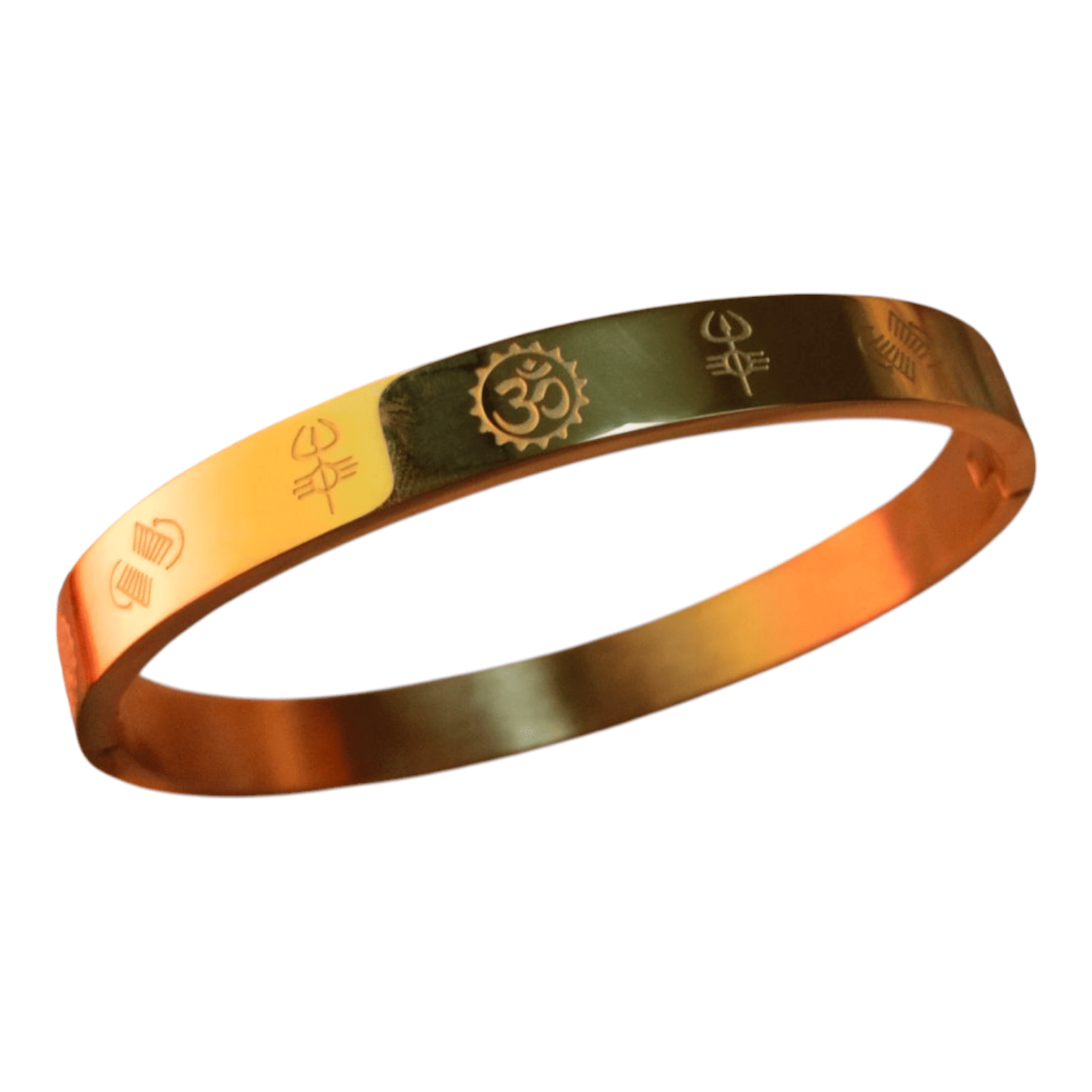 Trishul Om Gold Kada Bracelet For Men