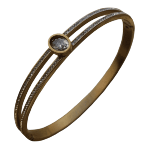 Double Layer Diamond Stone Gold Plated Women Kada Bracelet