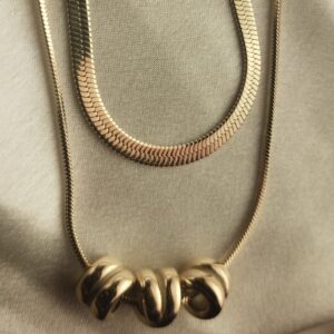 Spiral Pendant with Layer Snake Chain Necklace for Women