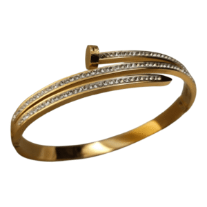 Triple Layer Nail Shaped Diamond Gold Plated Women Kada Bracelet